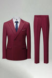 Double Breasted Black Slim Fit 2 Piece Men's Suits
