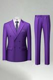 Double Breasted Black Slim Fit 2 Piece Men's Suits