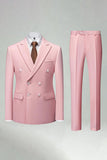 Double Breasted Black Slim Fit 2 Piece Men's Suits