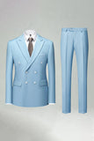 Double Breasted Black Slim Fit 2 Piece Men's Suits