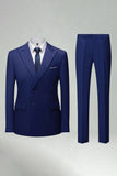 Double Breasted Black Slim Fit 2 Piece Men's Suits