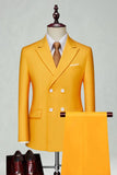 Double Breasted Black Slim Fit 2 Piece Men's Suits