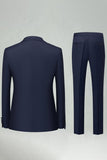 Peak Lapel Slim Fit Navy 2 Piece Men's Suits