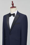 Peak Lapel Slim Fit Navy 2 Piece Men's Suits