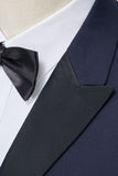 Peak Lapel Slim Fit Navy 2 Piece Men's Suits