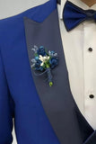 Peak Lapel Royal Blue Slim Fit 3 Piece Men's Prom Suits