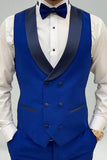 Peak Lapel Royal Blue Slim Fit 3 Piece Men's Prom Suits