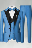 Peak Lapel Royal Blue Slim Fit 3 Piece Men's Prom Suits
