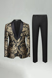 2 Pieces Shawl Lapel Green Jacquard Men's Prom Suits