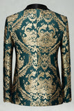 2 Pieces Shawl Lapel Green Jacquard Men's Prom Suits