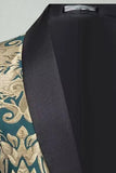 2 Pieces Shawl Lapel Green Jacquard Men's Prom Suits