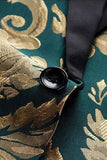 2 Pieces Shawl Lapel Green Jacquard Men's Prom Suits