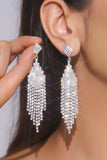 Sparkly Silver Crystal Party Fringed Drop Earrings