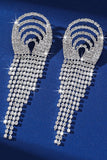 Sparkly Fashion Silver Fringed Party Drop Earrings with Rhinestones