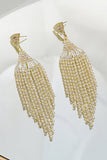 Sparkly Golden Party Fringed Drop Earrings with Rhinestones
