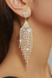Sparkly Golden Party Fringed Drop Earrings with Rhinestones