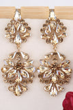 Sparkly Pink Shaped Prom Flower Drop Earrings with Rhinestones