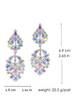 Sparkly Pink Shaped Prom Flower Drop Earrings with Rhinestones