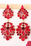 Sparkly Pink Shaped Prom Flower Drop Earrings with Rhinestones