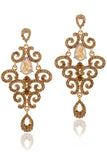 Gold Sparkly Drop Prom Earrings with Rhinestones