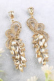 Sparkly Golden Leaf Shaped Drop Party Earrings with Rhinestones