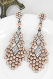 Sparkly Golden Party Teardrop Drop Earrings with Rhinestones