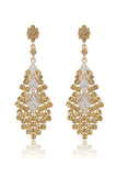 Sparkly Golden Party Teardrop Drop Earrings with Rhinestones