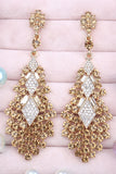 Sparkly Golden Party Teardrop Drop Earrings with Rhinestones