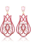 Sparkly Prom Fuchsia Drop Earrings with Rhinestones