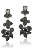 Sparkly Golden Shaped Prom Flower Drop Earrings with Rhinestones