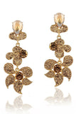 Sparkly Golden Shaped Prom Flower Drop Earrings with Rhinestones