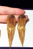 Sparkly Fringed Golden Prom Drop Earrings