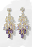 Sparkly Shaped Purple Leaf Prom Drop Earrings with Rhinestones