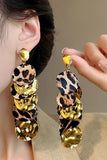 Fashion Golden Drop Leopard Print Prom Earrings