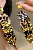 Fashion Golden Drop Leopard Print Prom Earrings