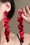 Fashion Red Layered Petal Prom Drop Earrings