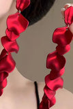 Fashion Red Layered Petal Prom Drop Earrings