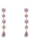 Sparkly Purple Prom Long Drop Earrings with Rhinestones