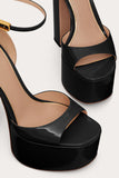 Black Chunky Open Toe Prom High Heels