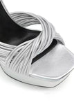 Silver Chunky Prom Open Toe High Heels