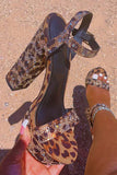 Sparkly Coffee Chunky Leopard Print Prom High Heels