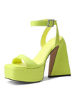 Green Open Toe Chunky Prom High Heels