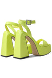 Green Open Toe Chunky Prom High Heels
