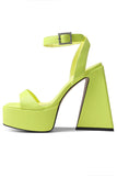 Green Open Toe Chunky Prom High Heels