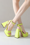 Green Open Toe Chunky Prom High Heels
