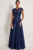 Sparkly Sequin Burgundy Floral A Line Long Gala Dress