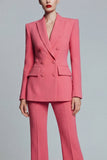 Coral Peak Lapel 2 Piece Double Breasted Business Suits