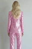 Sparkly Pink Sequin 2 Piece Notched Lapel Single Breasted Prom Suits