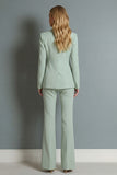 2 Piece Shawl Lapel Grey Green Double Breasted Business Suits