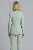 2 Piece Shawl Lapel Grey Green Double Breasted Business Suits